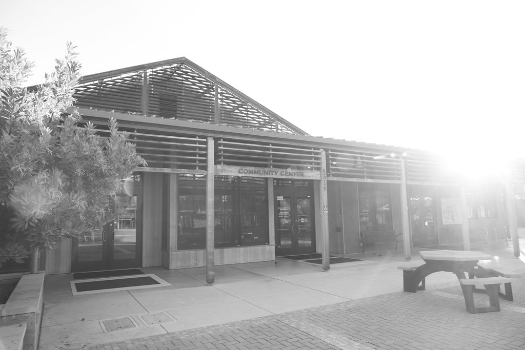 The entrance to a community center